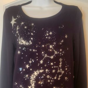 Chico's Zenergy Constellation Navy blueTunic w/working side zippers